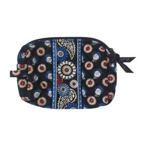 Vera Bradley Night Owl Cosmetic Bag Travel‎ Make Up Blue Floral Paisley Lined